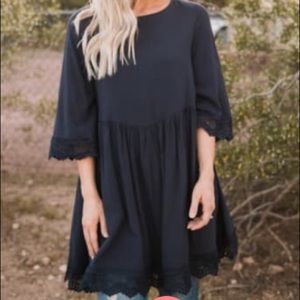 Navy Lace Trim Tunic/Dress